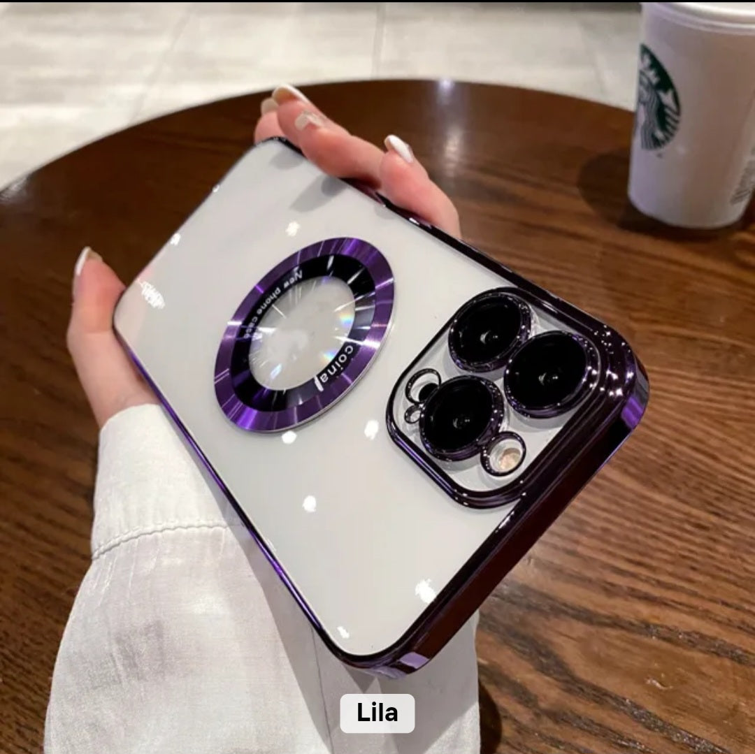 Magnetische Handyhülle für iPhone 14 15 16 17 Pro Max mit Linsenschutzfolie