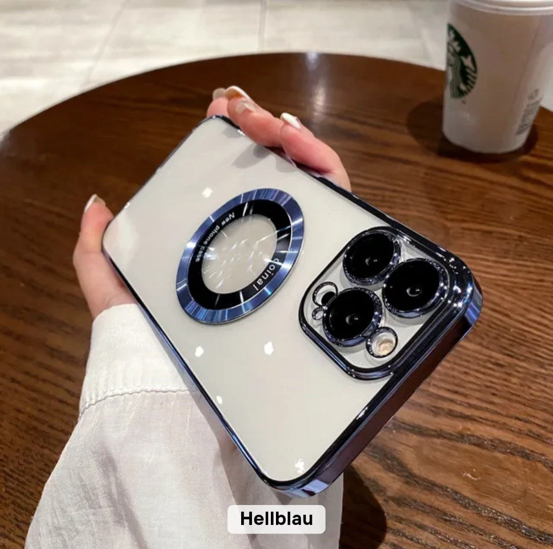 Magnetische Handyhülle für iPhone 14 15 16 17 Pro Max mit Linsenschutzfolie