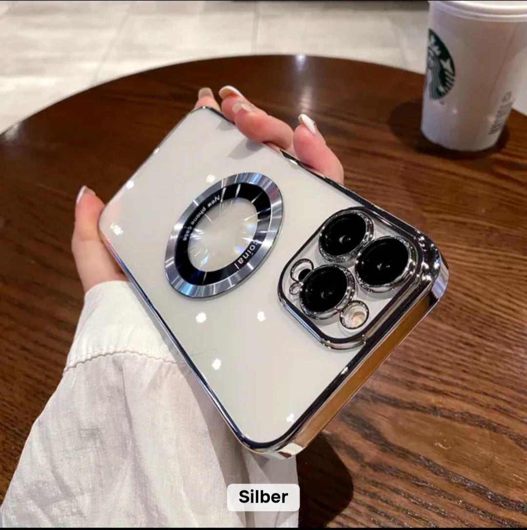 Magnetische Handyhülle für iPhone 14 15 16 17 Pro Max mit Linsenschutzfolie