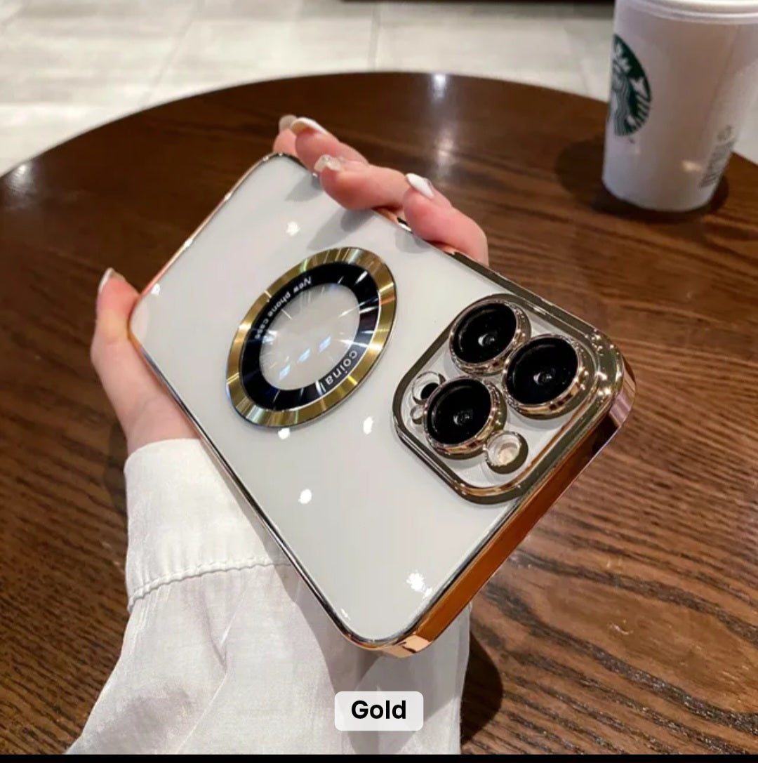 Magnetische Handyhülle für iPhone 14 15 16 17 Pro Max mit Linsenschutzfolie