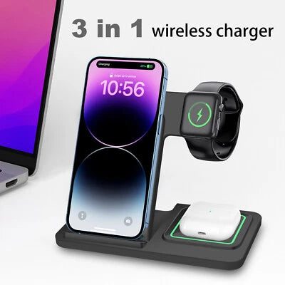 3in1 kabelloses Ladegerät Dock Ständer Für Apple Watch Ultra S9 iPhone 15 Pro 14
